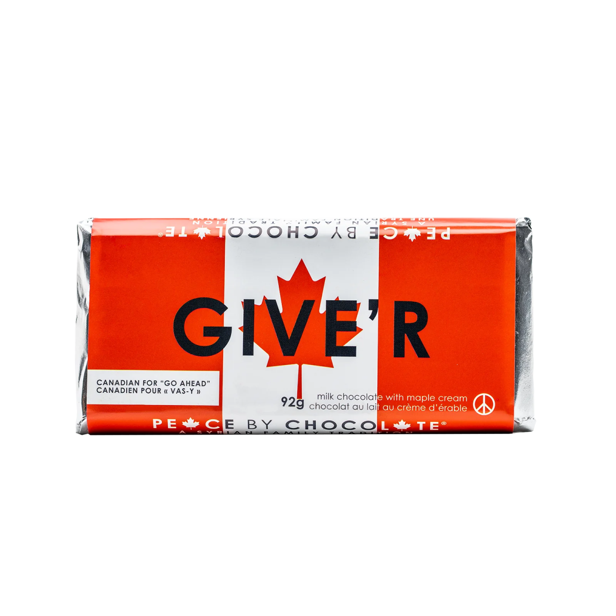 ' ' Give'r bar: maple cream & milk chocolate: 92g by peace by chocolate | Wabi Sabi