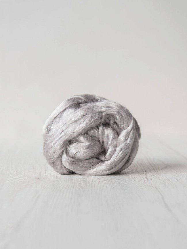 Mulberry Silk Roving, 50g - Cloud at Wabi Sabi