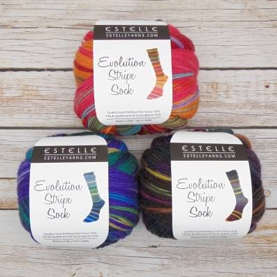 '03 cherry ' evolution: stripe sock by estelle yarns | Wabi Sabi