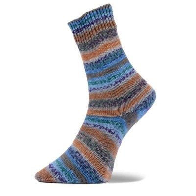 08 blue orange and violet st. moritz 4ply sock by pro lana at Wabi Sabi
