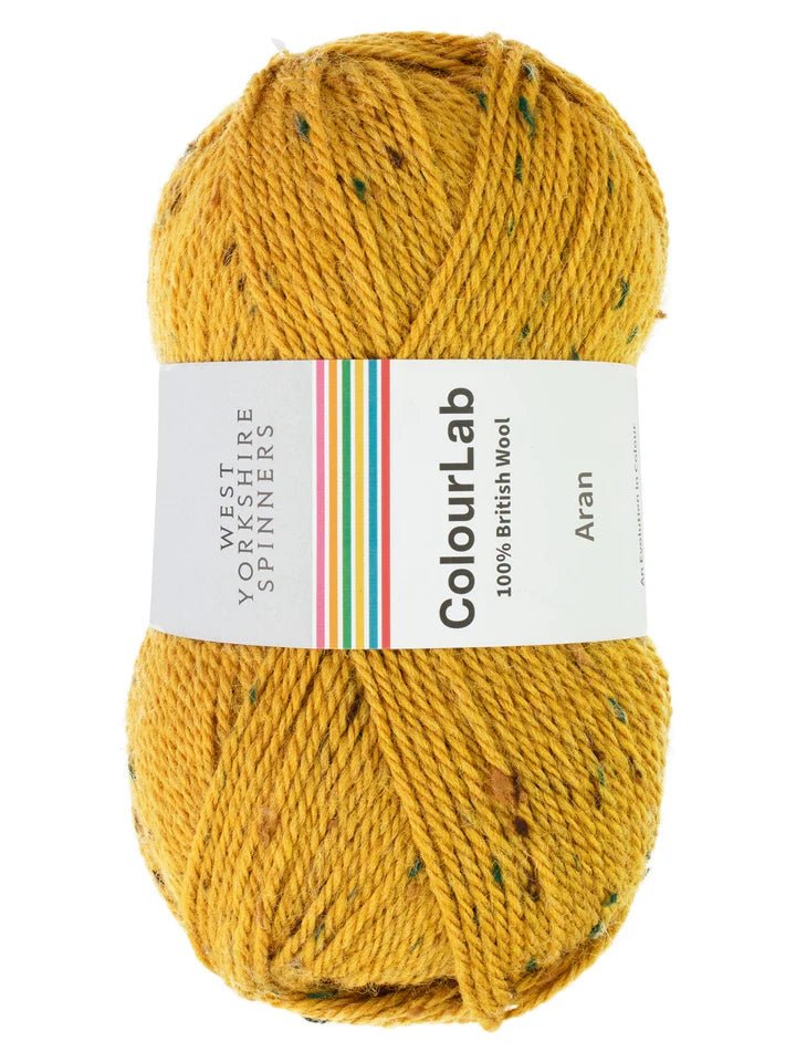 1216 golden mustard tweed colourlab aran by west yorkshire spinners at Wabi Sabi