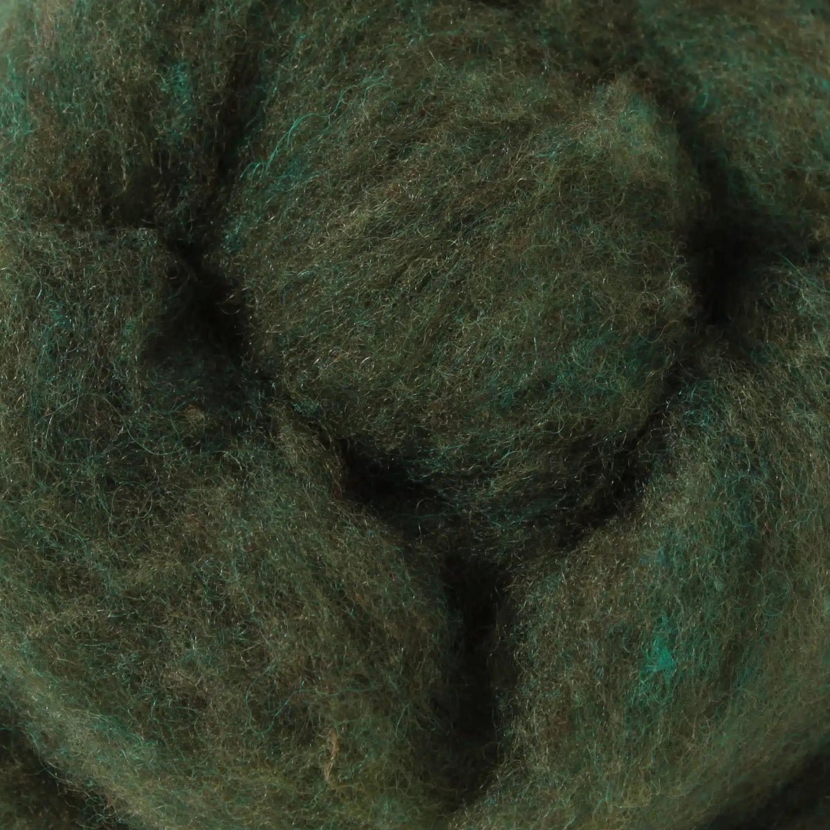 124 Moss Green Heather 100% canadian wool roving by custom woolen mills at Wabi Sabi