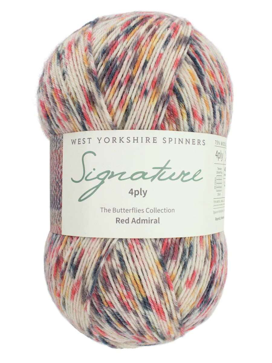 1241 red admiral signature 4ply: butterflies collection by west yorkshire spinners at Wabi Sabi