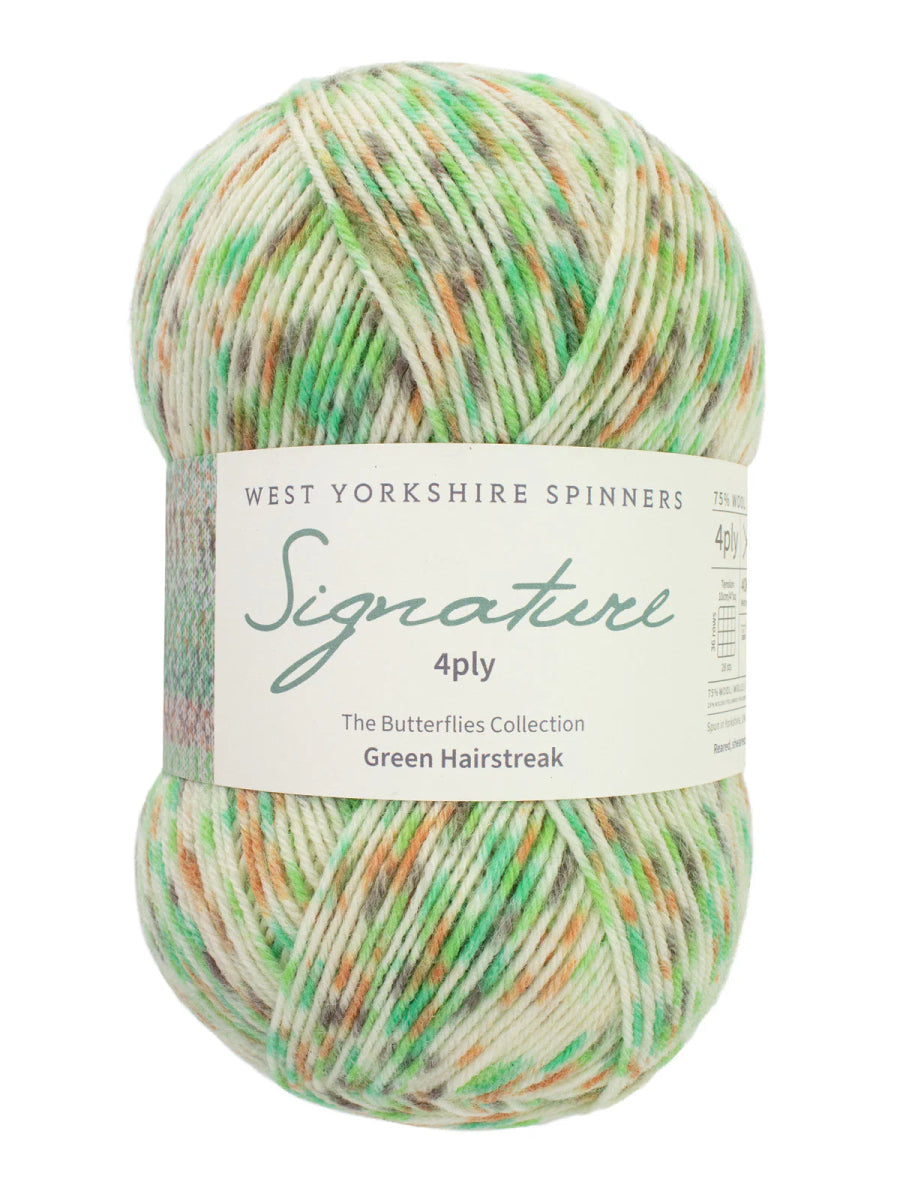 1246 green hairstreak signature 4ply: butterflies collection by west yorkshire spinners at Wabi Sabi