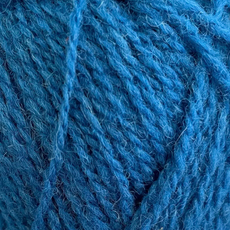 142 dark azure blue shetland jumper weight by jamieson & smith at Wabi Sabi