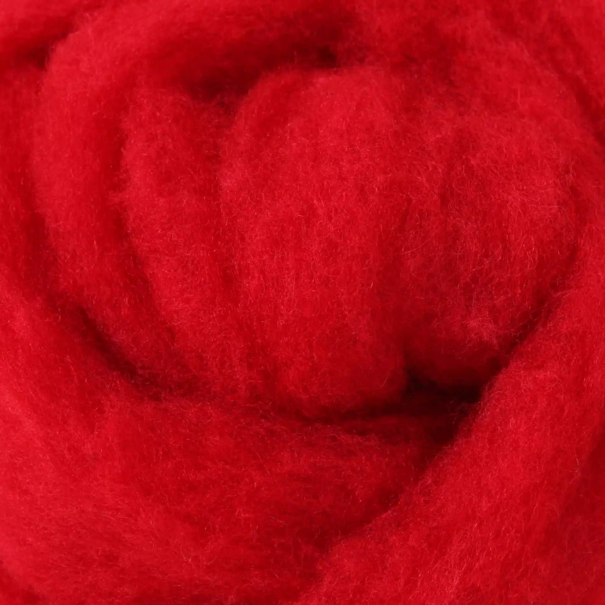 16 Red 100% canadian wool roving by custom woolen mills at Wabi Sabi