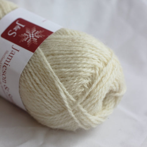 1A natural white shetland jumper weight by jamieson & smith at Wabi Sabi