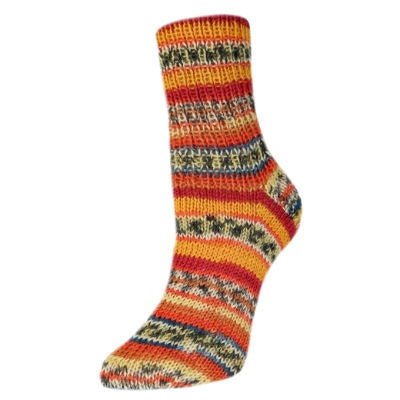 '3063 legato red orange yellow ' flotte socke by Rellana Garne | Wabi Sabi