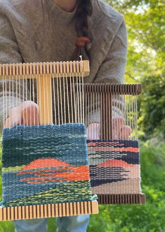 weave a sunset kit: light maple mini loom