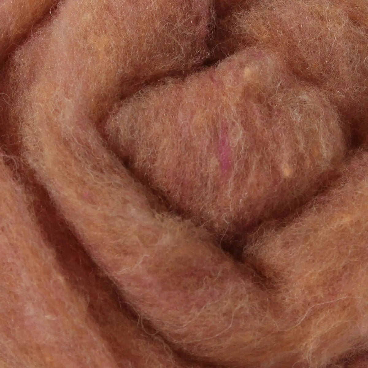 99 peach heather 100% canadian wool roving by custom woolen mills at Wabi Sabi
