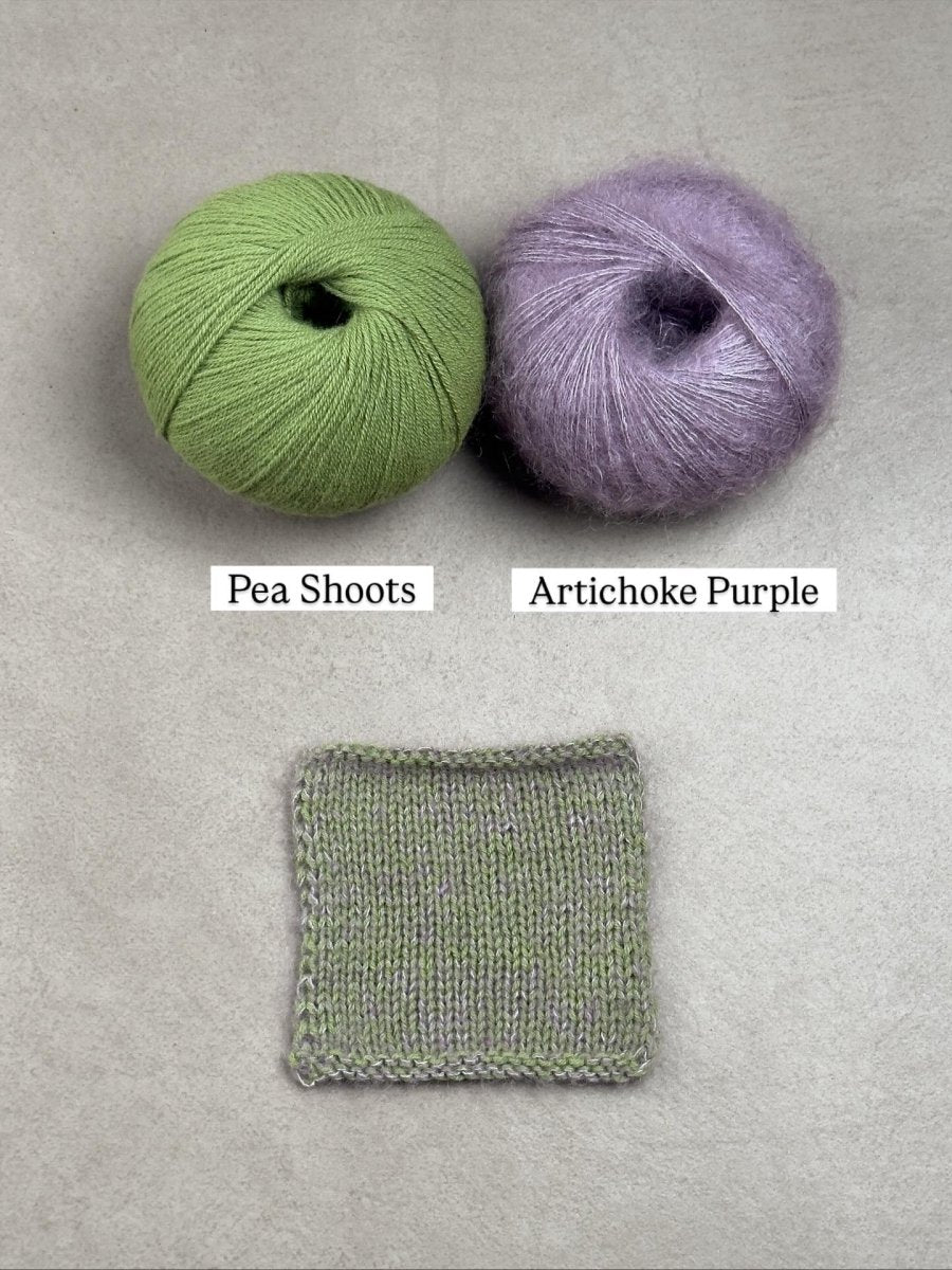 artichoke purple pea shoots by knitting for olive at Wabi Sabi