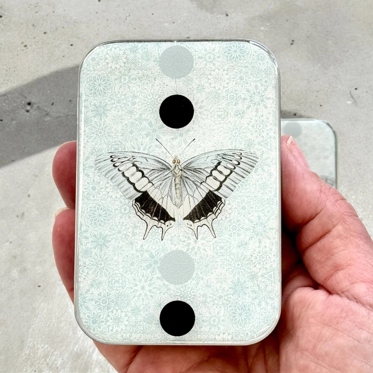 blue butterfly notion tins by firefly notes at Wabi Sabi