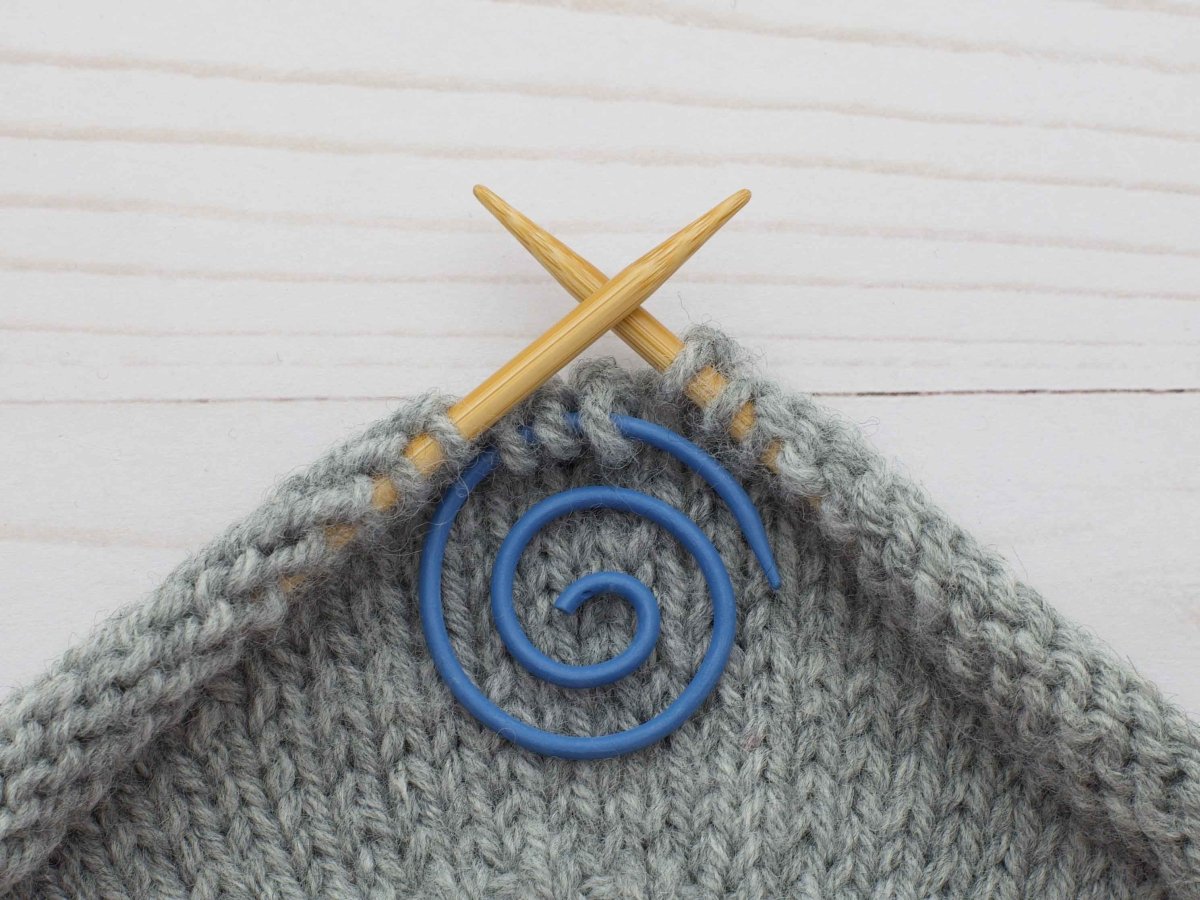 blue spiral cable needle by Fox & Pine Stitches at Wabi Sabi