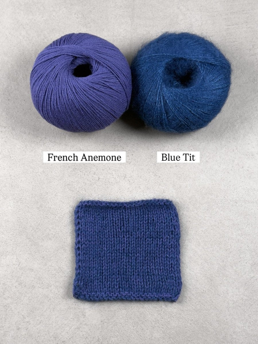 blue tit french anemone by knitting for olive at Wabi Sabi