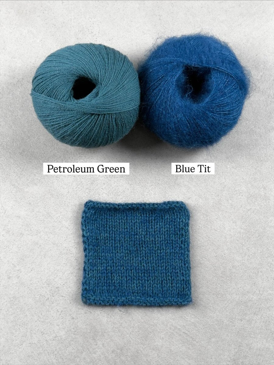 blue tit petroleum by knitting for olive at Wabi Sabi