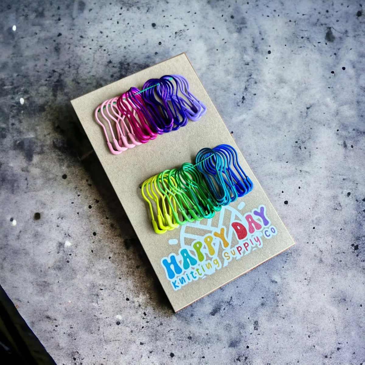 Neon Rainbow (40) bulb pin stitch markers by Happy Day | Wabi Sabi