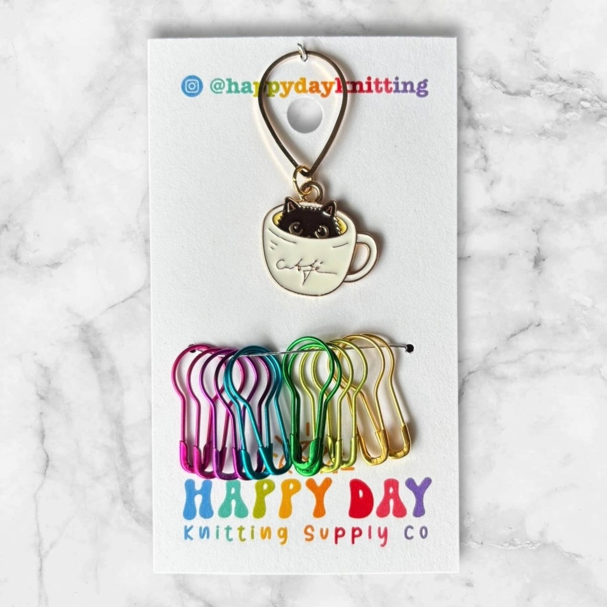 cat cafe stitch marker set by happy day at Wabi Sabi