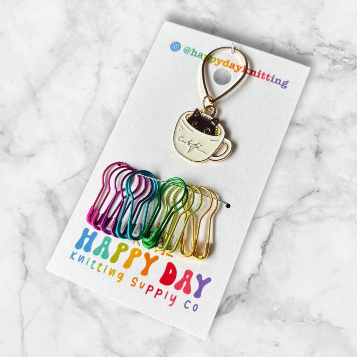 cat cafe stitch marker set by happy day at Wabi Sabi