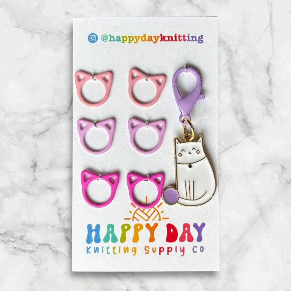 cat stitch marker set by happy day at Wabi Sabi