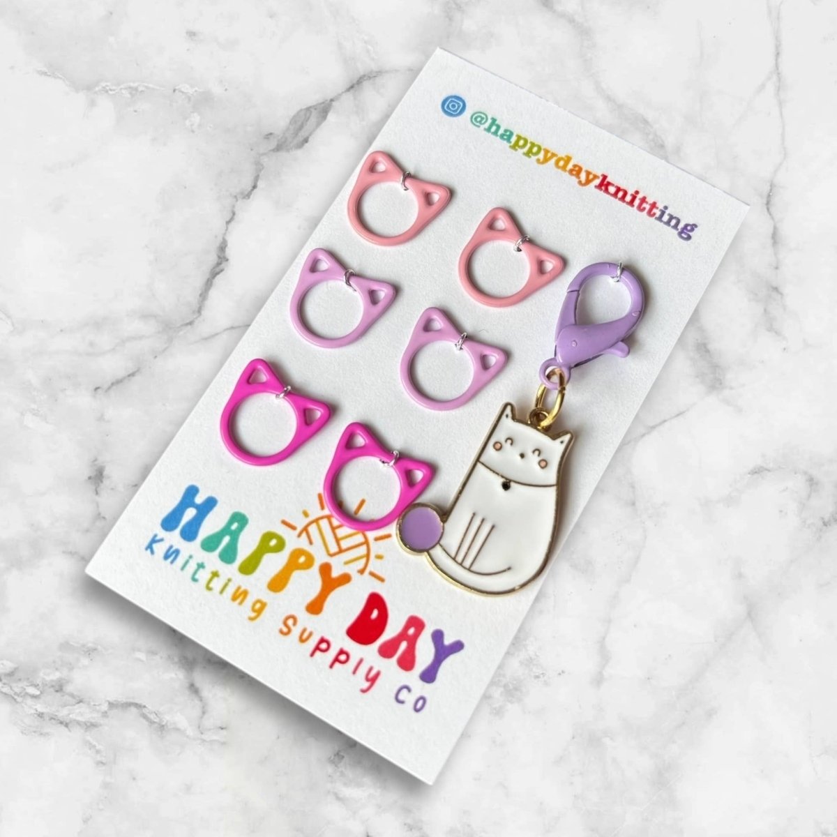 cat stitch marker set by happy day at Wabi Sabi