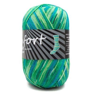 05 - 524 Green / Teal / Lime comfort 4ply sock by Comfort Wool | Wabi Sabi