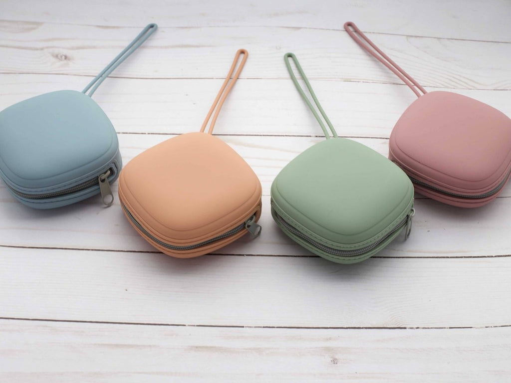 coral square storage pouches by Fox & Pine Stitches at Wabi Sabi
