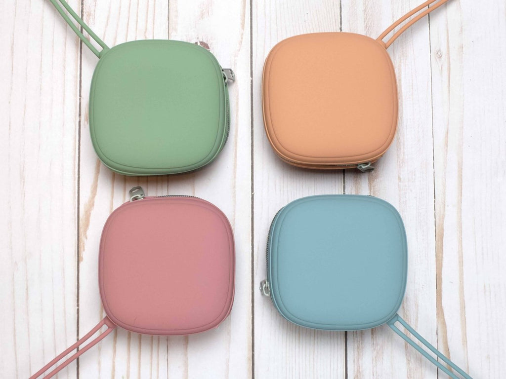 coral square storage pouches by Fox & Pine Stitches at Wabi Sabi
