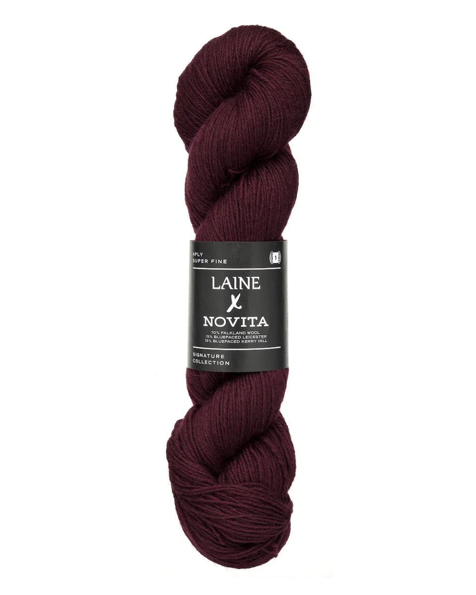 deep burgundy Laine x Novita 4ply by laine at Wabi Sabi