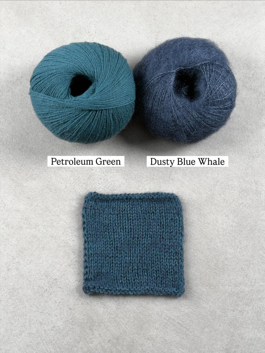 dusty blue whale petroleum by knitting for olive at Wabi Sabi