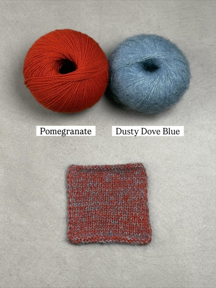 dusty dove blue pomegranate pairings by knitting for olive at Wabi Sabi
