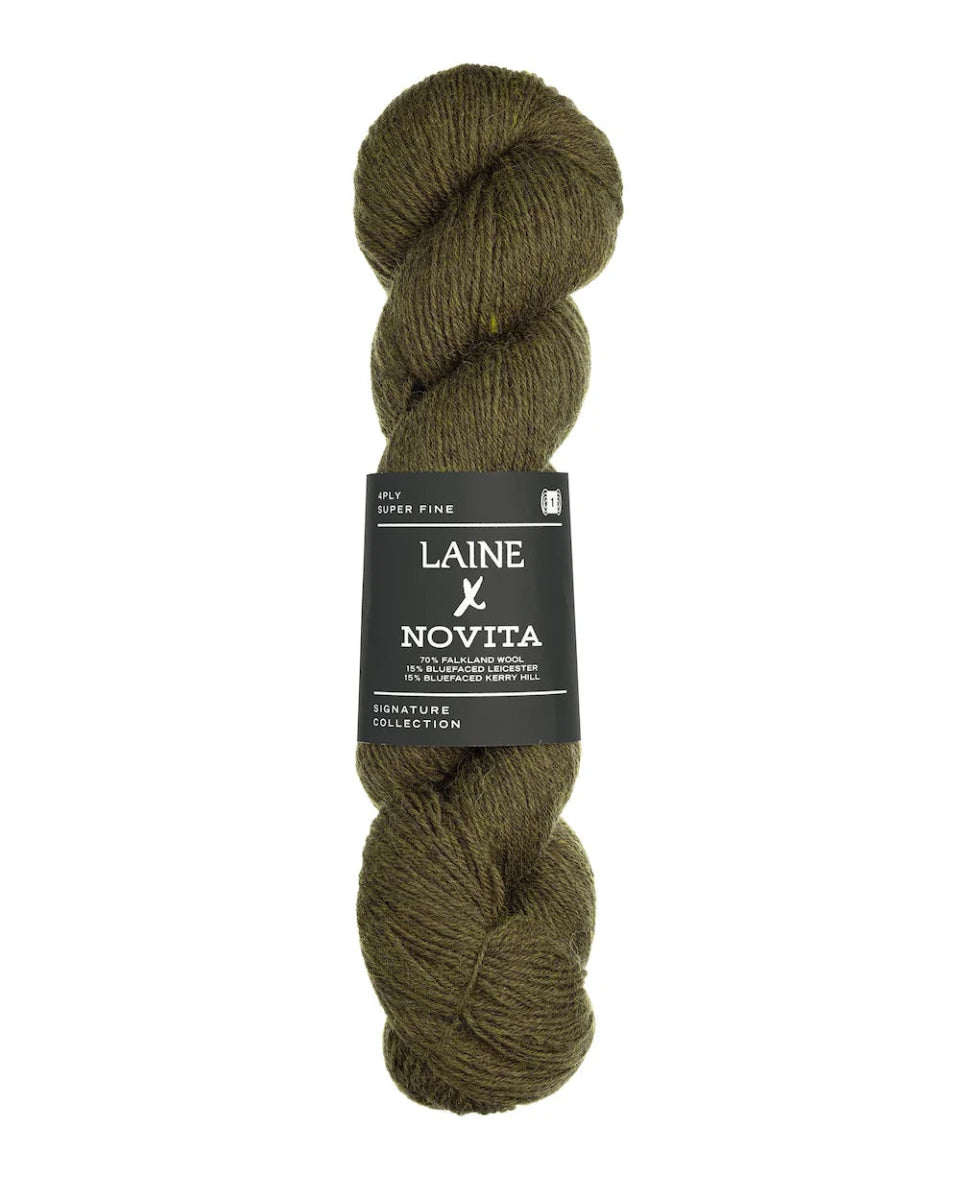 earthy olive Laine x Novita 4ply by laine at Wabi Sabi