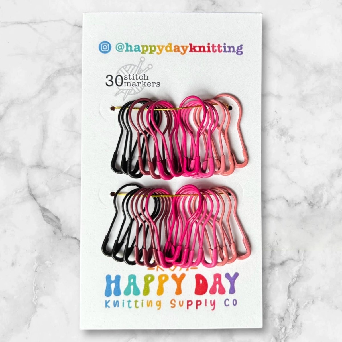 Every Day locking stitch marker sets (30 bulb pins) by happy day at Wabi Sabi