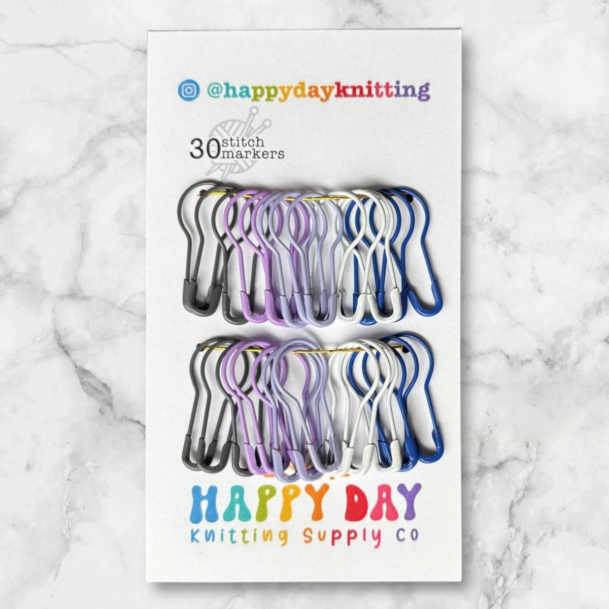 Every Day locking stitch marker sets (30 bulb pins) by happy day at Wabi Sabi