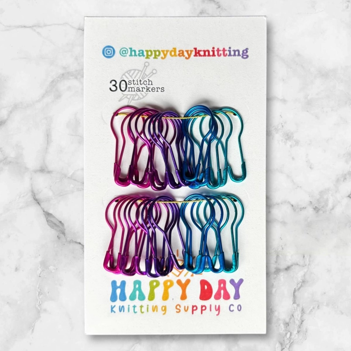 Every Day locking stitch marker sets (30 bulb pins) by happy day at Wabi Sabi