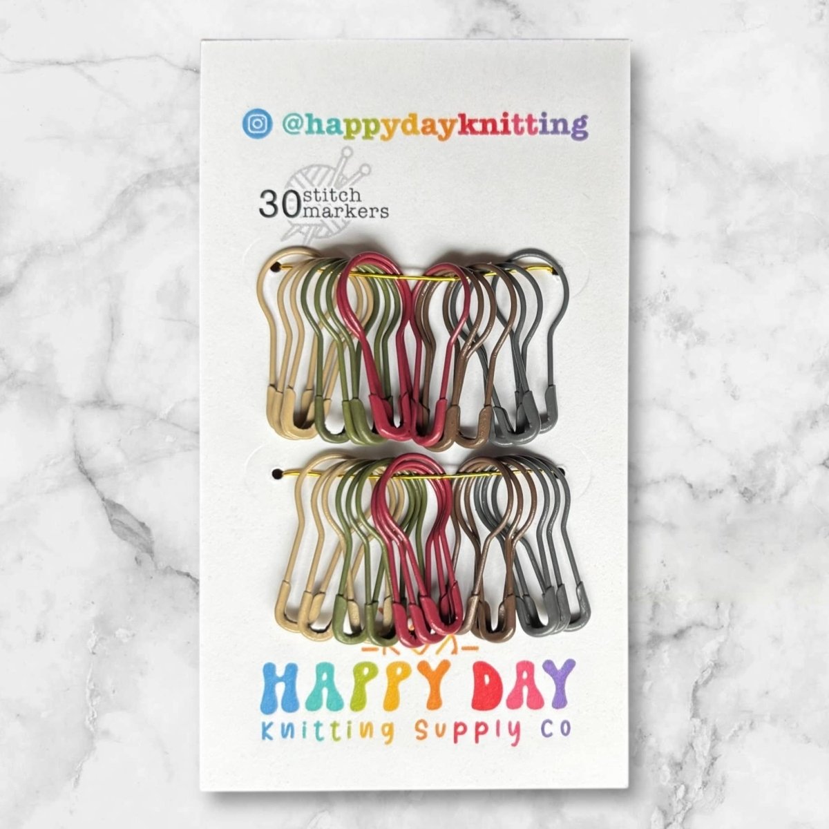 Every Day locking stitch marker sets (30 bulb pins) by happy day at Wabi Sabi