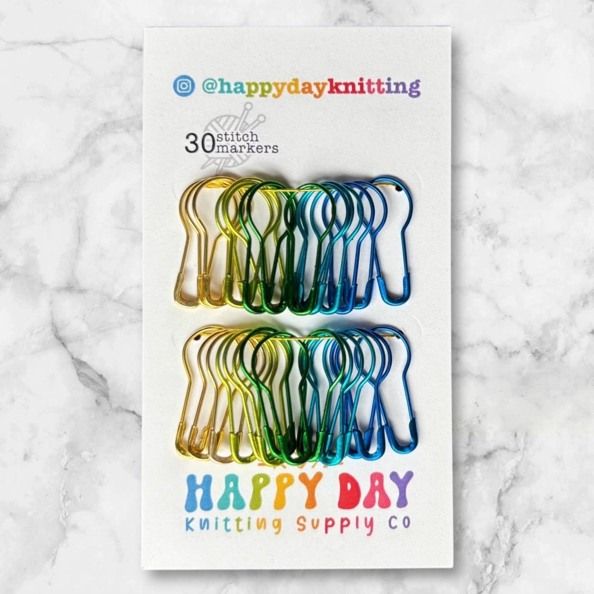 Every Day locking stitch marker sets (30 bulb pins) by happy day at Wabi Sabi