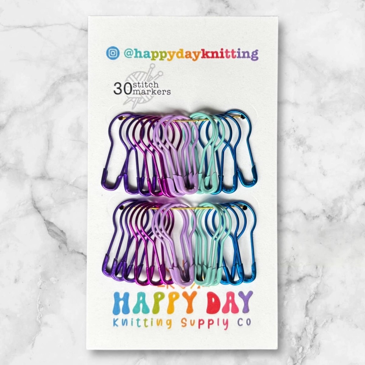 Every Day locking stitch marker sets (30 bulb pins) by happy day at Wabi Sabi