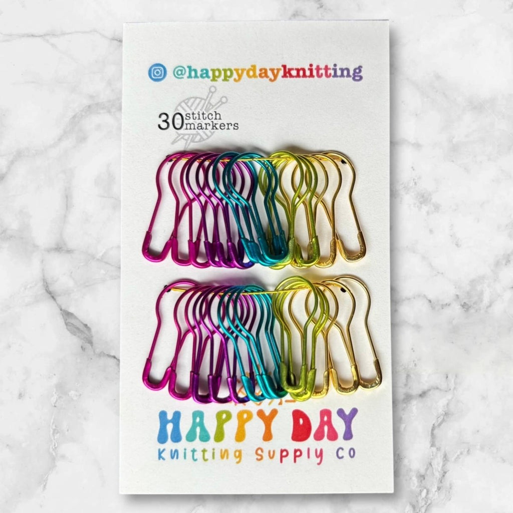 Every Day locking stitch marker sets (30 bulb pins) by happy day at Wabi Sabi