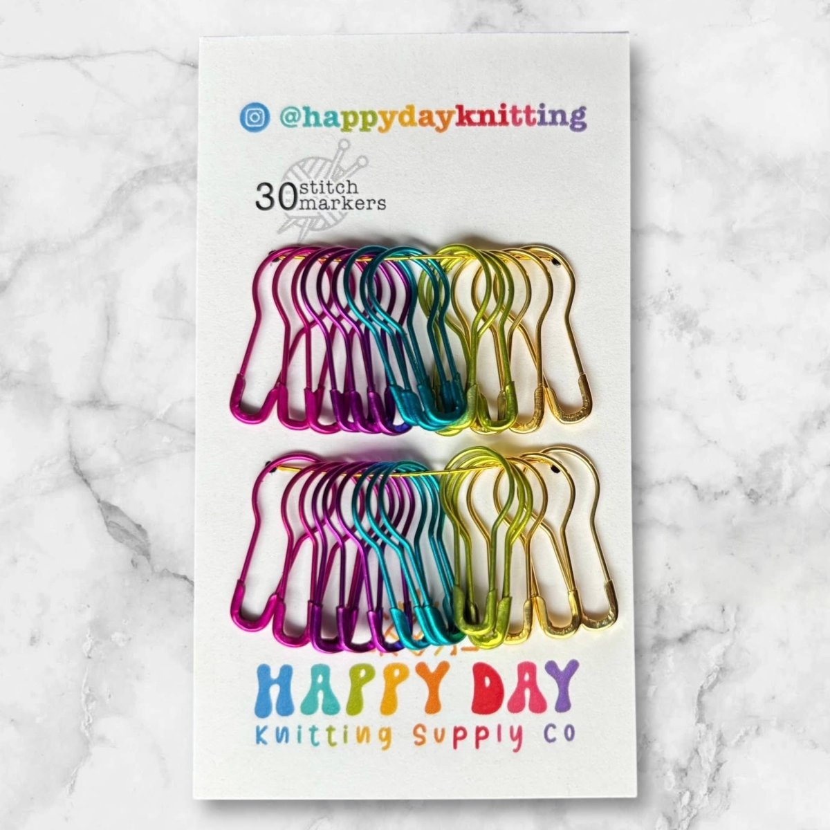 Every Day locking stitch marker sets (30 bulb pins) by happy day at Wabi Sabi