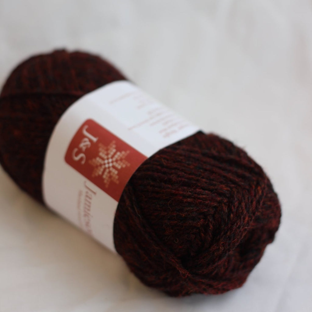 FC13 dark red mix shetland jumper weight by jamieson & smith at Wabi Sabi