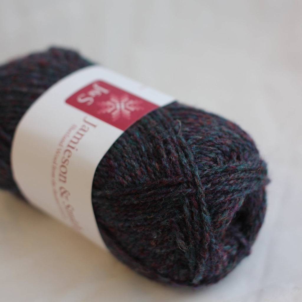 FC14 dark purple mix shetland jumper weight by jamieson & smith at Wabi Sabi