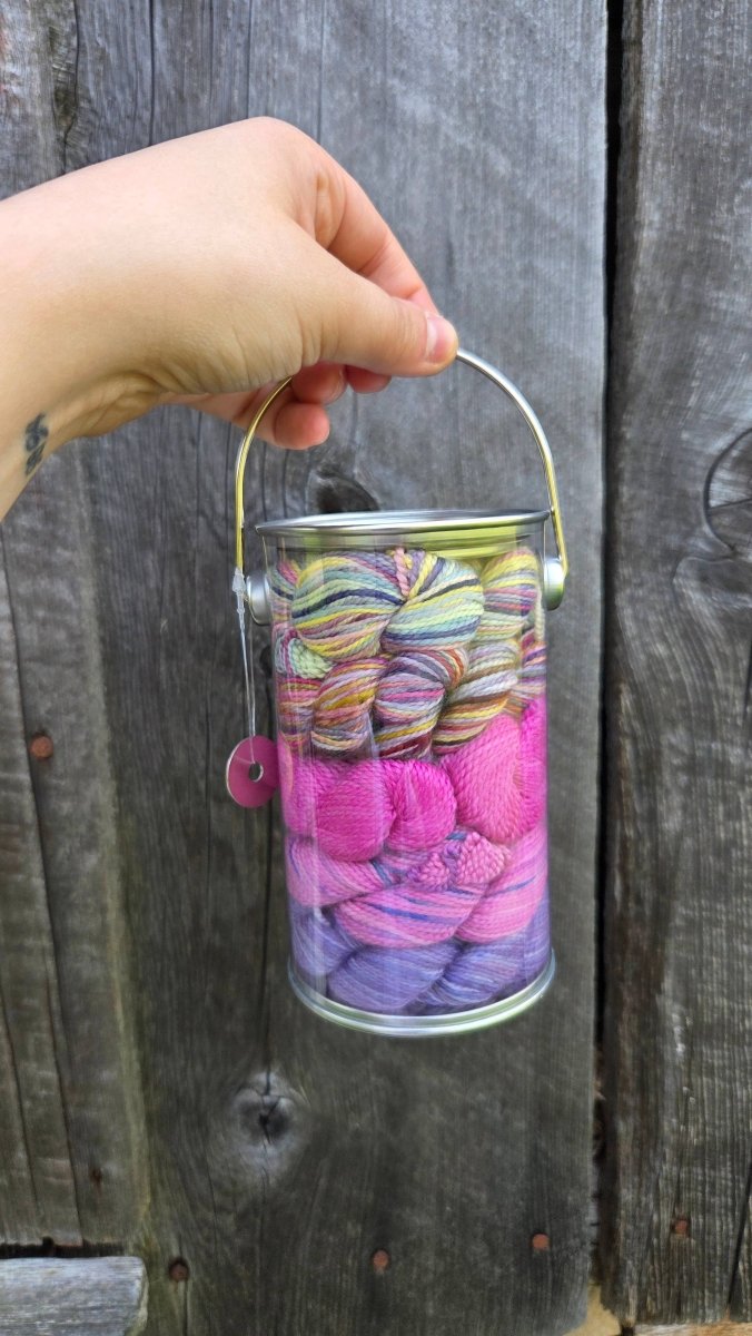 Fireweed (Yukon) provincial flowers paint cans by Koigu Wool Designs at Wabi Sabi