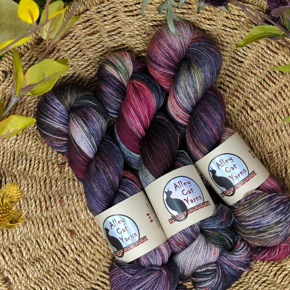 floriferous leo bfl sock by alley cat yarns at Wabi Sabi