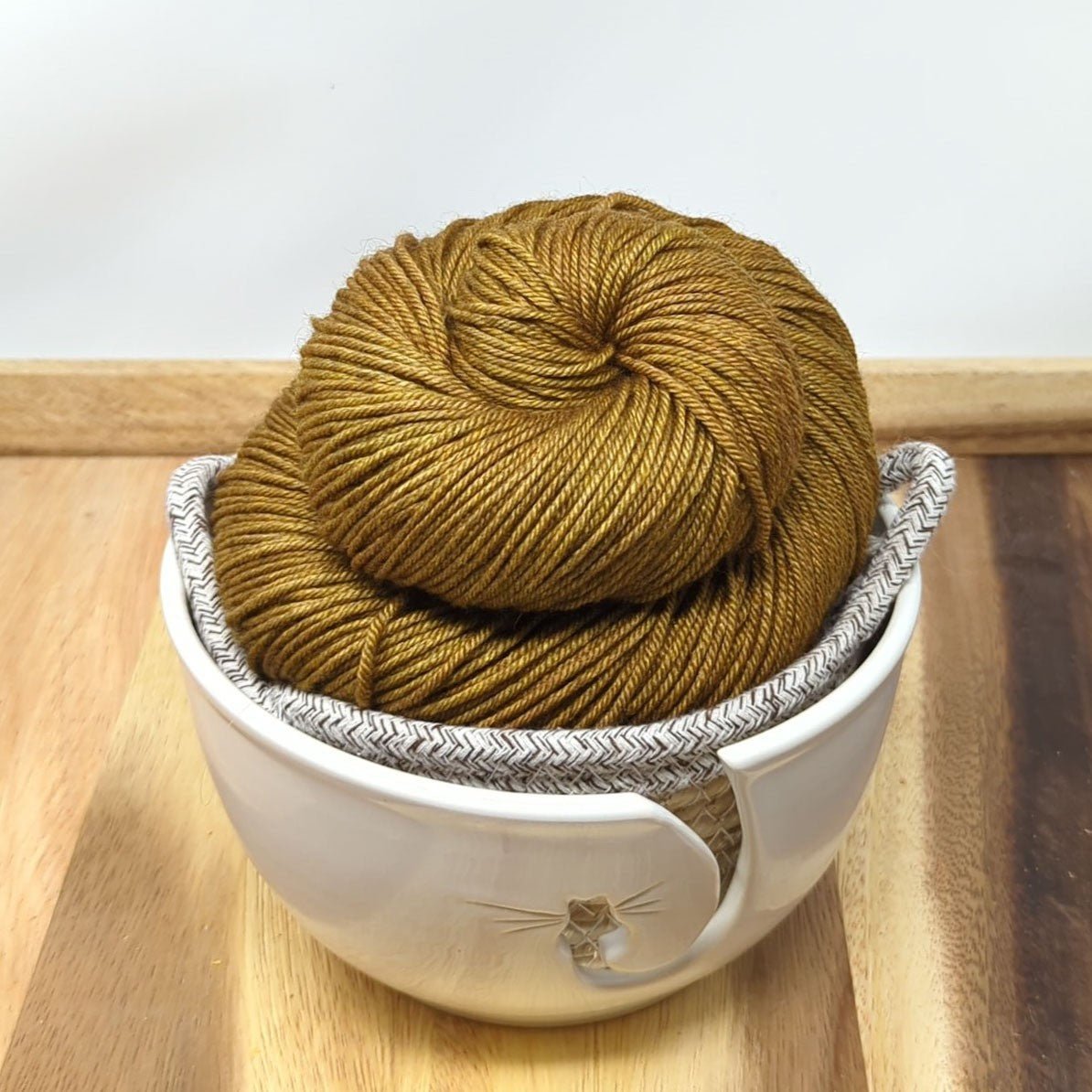 gold ochre silk yak fingering by alley cat yarns at Wabi Sabi