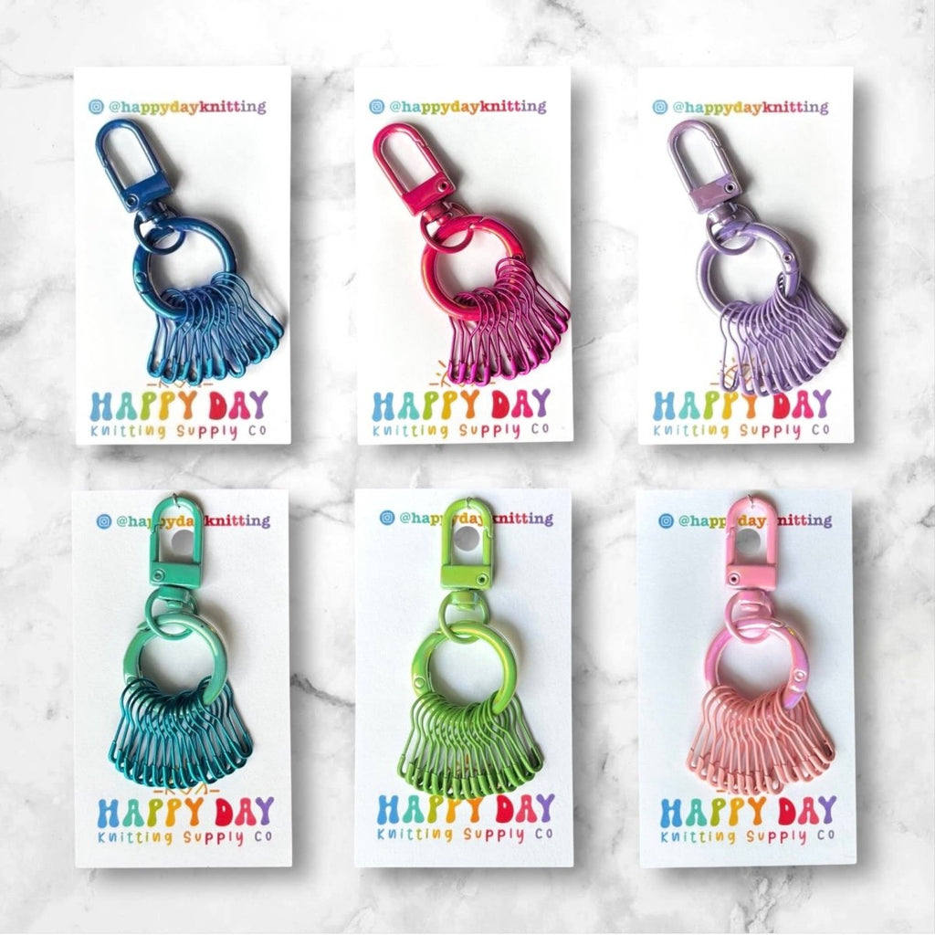 Green + Matte Stitch Marker Holder with 12 Bulb Pin Markers by happy day at Wabi Sabi