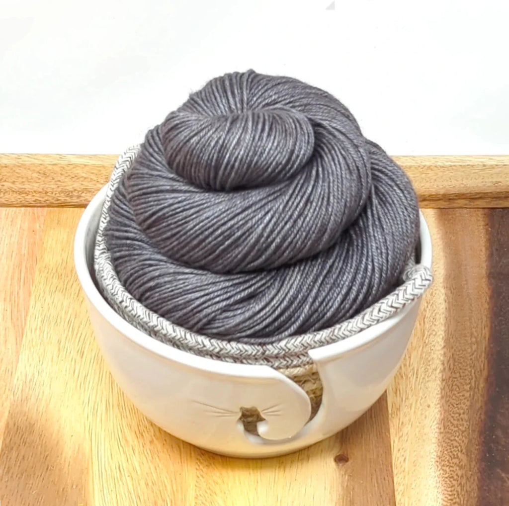 Heather Grey silk yak DK by alley cat yarns at Wabi Sabi