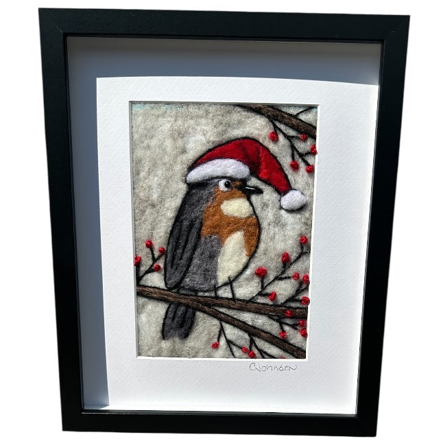 santa needlefelt painting