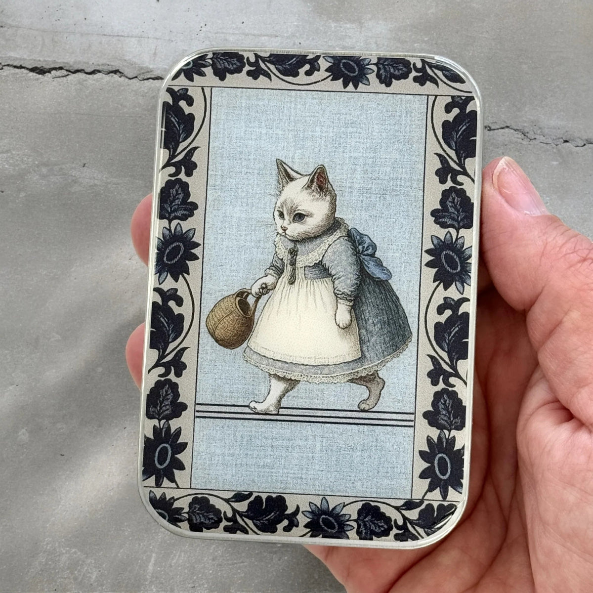 kitty in a frock notion tins by firefly notes at Wabi Sabi