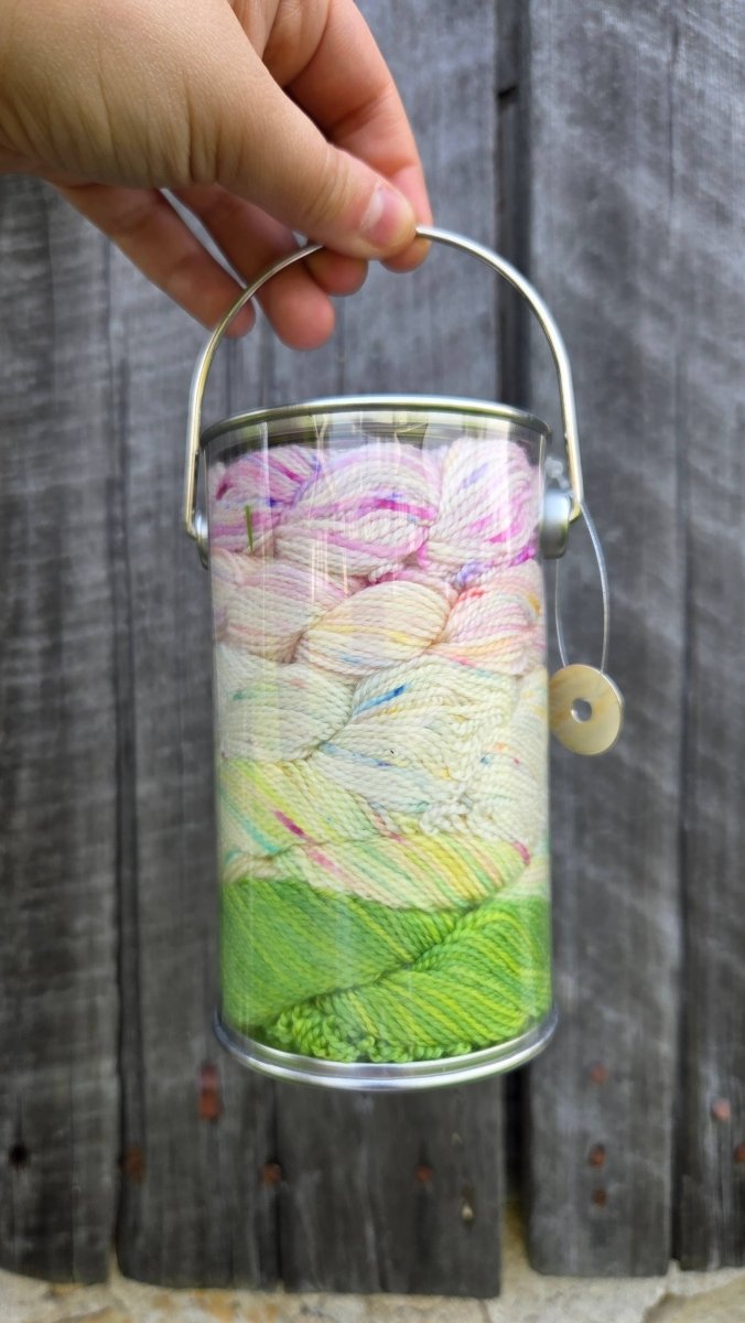 Lady's Slipper (Prince Edward Island) provincial flowers paint cans by Koigu Wool Designs at Wabi Sabi