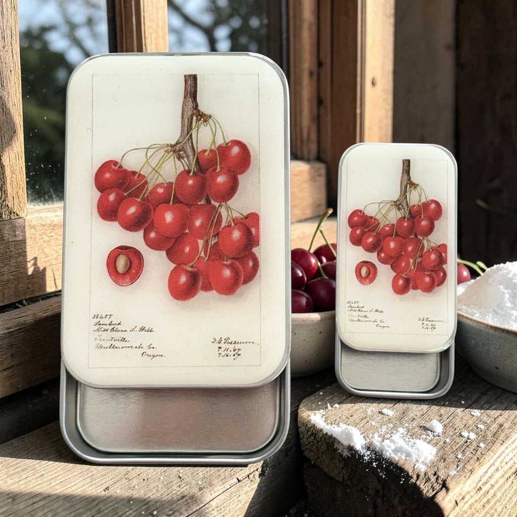 Large Botanical Cherry Notions Tin by Firefly Notes at Wabi Sabi